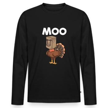 Moo Turkey Cow Disguise, Funny Thanksgiving - Men's Premium Organic Long Sleeve Shirt - black - Front - Nico (187cm)