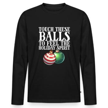 Touch these baubles to add the Christmas mood - Men's Premium Organic Long Sleeve Shirt - black - Front - Nico (187cm)