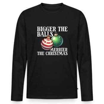Bigger The Balls Merrier The Christmas Raunchy - Men's Premium Organic Long Sleeve Shirt - black - Front - Nico (187cm)