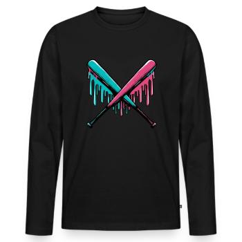 Baseball-Tropfen streut Baseballschläger Baseball- - Männer Premium Bio Langarmshirt - Schwarz - Vorne - Nico (187cm)