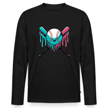 Baseball goutte sprays Batte de baseball et bas - T-shirt manches longues Premium bio Homme - noir - Devant - Nico (187cm)
