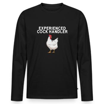 Manutentionnaire expérimenté. Clés de femmes drôles - T-shirt manches longues Premium bio Homme - noir - Devant - Nico (187cm)