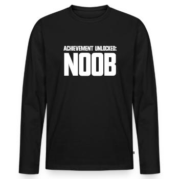 Succès Débloqué Noob Jeux Vidéo Gamer Noob - T-shirt manches longues Premium bio Homme - noir - Devant - Nico (187cm)