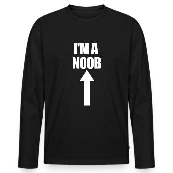Je suis un noob flèche pointant vers le haut, vidéo - T-shirt manches longues Premium bio Homme - noir - Devant - Nico (187cm)