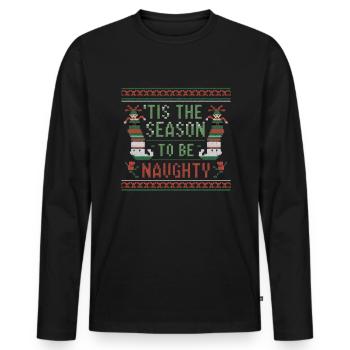 Es ist die Zeit, ein frecher Weihnachtself zu sein - Männer Premium Bio Langarmshirt - Schwarz - Vorne - Nico (187cm)