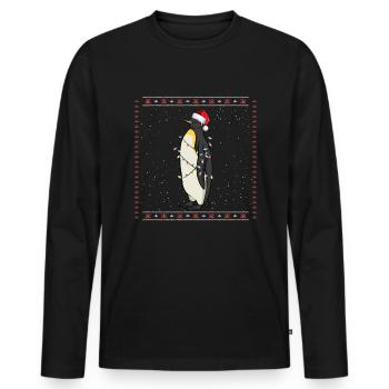 Weihnachtspinguin Lustiger hässlicher Weihnachtspu - Männer Premium Bio Langarmshirt - Schwarz - Vorne - Nico (187cm)