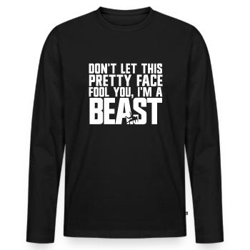 Ne vous laissez pas tromper par ce joli visage - T-shirt manches longues Premium bio Homme - noir - Devant - Nico (187cm)