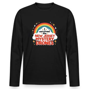 J’ai survécu aux New Jersey Mystery Drones - T-shirt manches longues Premium bio Homme - noir - Devant - Nico (187cm)