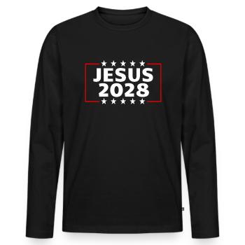 Jesus 2028 Wählen Sie Jesus - Männer Premium Bio Langarmshirt - Schwarz - Vorne - Nico (187cm)