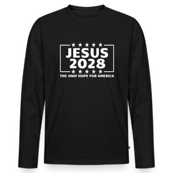 Jesus 2028 The Only Hope for America Vote - Men's Premium Organic Long Sleeve Shirt - black - Front - Nico (187cm)