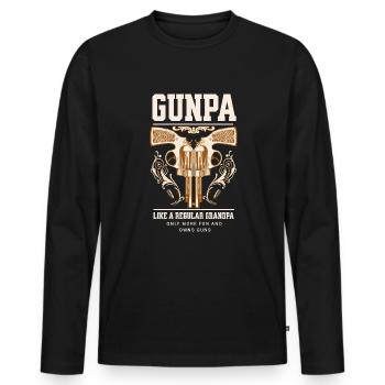 Gunpa Revolver Lustiger Gun Opa Vatertag GunpaWaff - Männer Premium Bio Langarmshirt - Schwarz - Vorne - Nico (187cm)