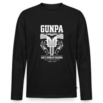 Gunpa Revolver Lustiger Gun Opa Vatertag GunpaWaff - Männer Premium Bio Langarmshirt - Schwarz - Vorne - Nico (187cm)