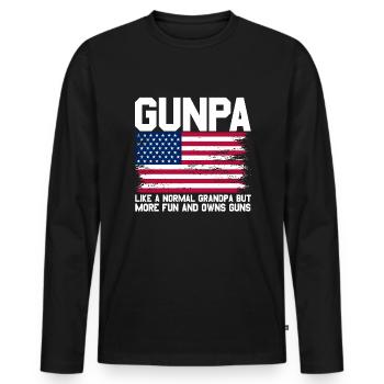 Gunpa Amerikanische Flagge Gun Opa Vatertag Gunpa - Männer Premium Bio Langarmshirt - Schwarz - Vorne - Nico (187cm)
