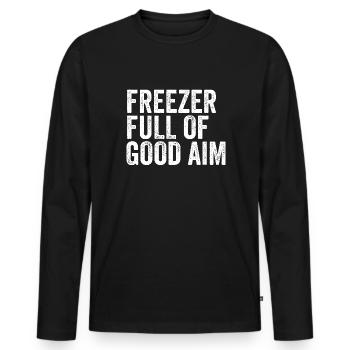 Gefrierschrank voller guter Ziel-lustiger Jäger-Mä - Männer Premium Bio Langarmshirt - Schwarz - Vorne - Nico (187cm)
