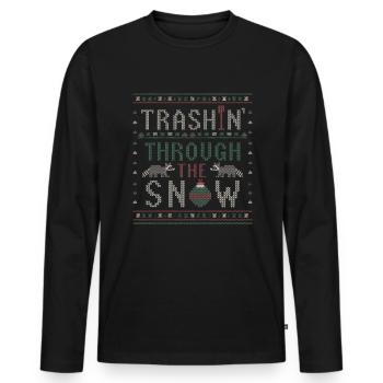 Trashin' Through The Snow Weihnachts-Waschbären-Mü - Männer Premium Bio Langarmshirt - Schwarz - Vorne - Nico (187cm)