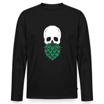 Hopfenbart Lustiger Herrenbraubiertrinker IPA - Männer Premium Bio Langarmshirt - Schwarz - Vorne - Nico (187cm)