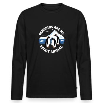 Pinguine sind mein Krafttier Antarktis-Pinguin - Männer Premium Bio Langarmshirt - Schwarz - Vorne - Nico (187cm)