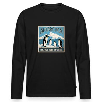 Antarktis, ich bin nur hier, um Pinguinliebhaber z - Männer Premium Bio Langarmshirt - Schwarz - Vorne - Nico (187cm)