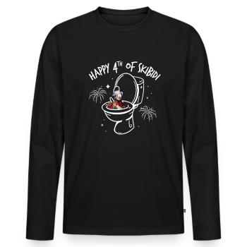 Happy 4th of Skibidi Washington Skibidi ToiletteGe - Männer Premium Bio Langarmshirt - Schwarz - Vorne - Nico (187cm)