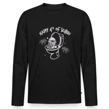 Happy 4th of Skibidi Washington Skibidi ToiletteTe - Männer Premium Bio Langarmshirt - Schwarz - Vorne - Nico (187cm)
