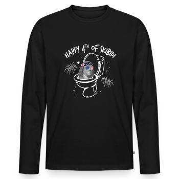 Happy 4th Of Skibidi Ben Franklin Skibidi Toilette - Männer Premium Bio Langarmshirt - Schwarz - Vorne - Nico (187cm)