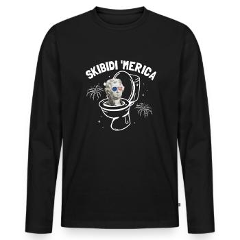 Skibidi 'Merica Thomas Jefferson Skibidi ToiletteT - T-shirt manches longues Premium bio Homme - noir - Devant - Nico (187cm)