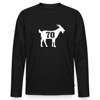 Ziege 70 G.O.A.T. Nummer siebzig Ziege - Männer Premium Bio Langarmshirt - Schwarz - Vorne - Nico (187cm)