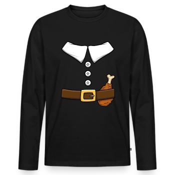Costume de pèlerin Costume de pèlerin de Thanksgiving - T-shirt manches longues Premium bio Homme - noir - Devant - Nico (187cm)