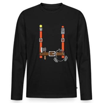 Firefighter costume, funny Halloween firefighter - Men's Premium Organic Long Sleeve Shirt - black - Front - Nico (187cm)