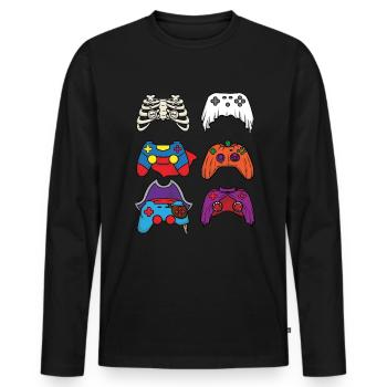 Halloween Video Game Controller Video Game Player - Men's Premium Organic Long Sleeve Shirt - black - Front - Nico (187cm)