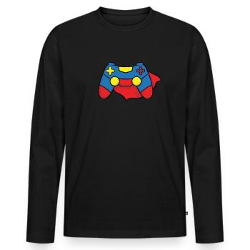 Halloween Manette de jeu vidéo Super-héros Gamer - T-shirt manches longues Premium bio Homme - noir - Devant - Nico (187cm)