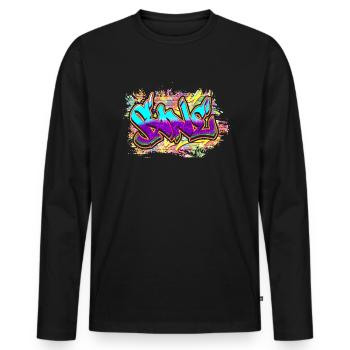 Graffiti - Männer Premium Bio Langarmshirt - Schwarz - Vorne - Nico (187cm)