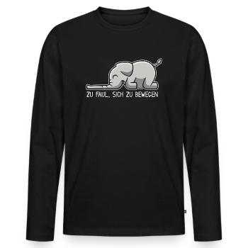 Elefant - zu faul, sich zu bewegen - Männer Premium Bio Langarmshirt - Schwarz - Vorne - Nico (187cm)