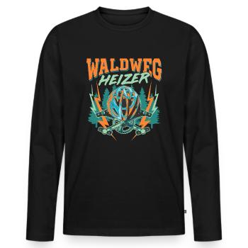Waldweg Heizer Mountainbike Mountainbiker Geschenk - Männer Premium Bio Langarmshirt - Schwarz - Vorne - Nico (187cm)