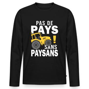 pas de pays sans paysan Tracteur agriculteur - T-shirt manches longues Premium bio Homme - noir - Devant - Nico (187cm)
