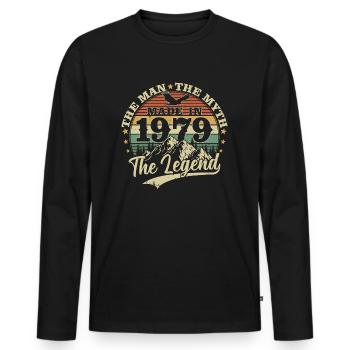 Millésime 1979 né homme mythe légende - T-shirt manches longues Premium bio Homme - noir - Devant - Nico (187cm)