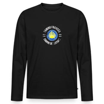 Camino Frances Pilgrim's Shell - Men's Premium Organic Long Sleeve Shirt - black - Front - Nico (187cm)