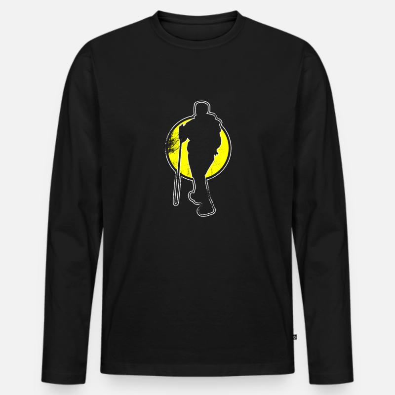 Pilger Jakobsweg - Männer Premium Bio Langarmshirt - Schwarz