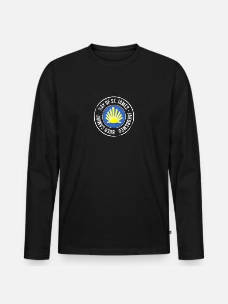 Pilger auf dem Jakobsweg. - Männer Premium Bio Langarmshirt - Schwarz