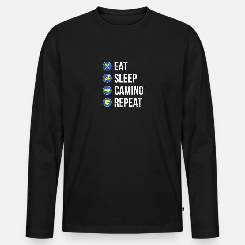 Jakobsweg Pilger - Männer Premium Bio Langarmshirt - Schwarz