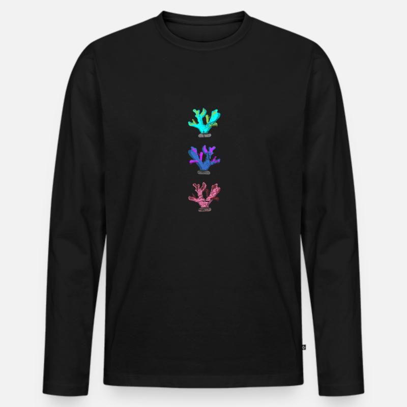 Bunte Korallen - Männer Premium Bio Langarmshirt - Schwarz