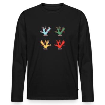 Rétro Corail récif corallien Aquarium de corail - T-shirt manches longues Premium bio Homme - noir - Devant - Nico (187cm)