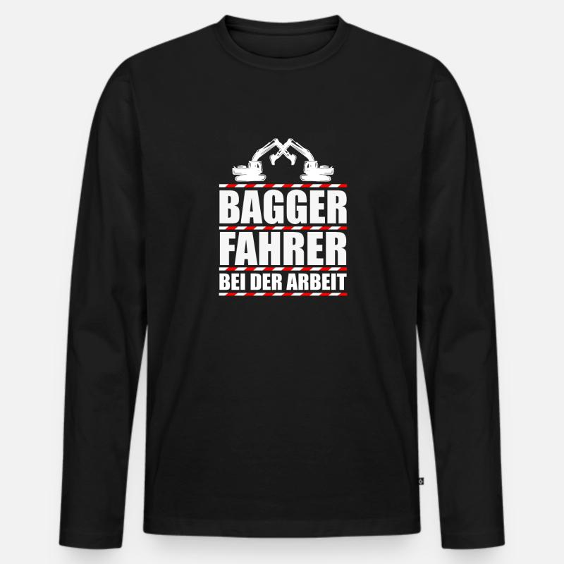 Baggerfahren Bagger Baumaschinen - Männer Premium Bio Langarmshirt - Schwarz