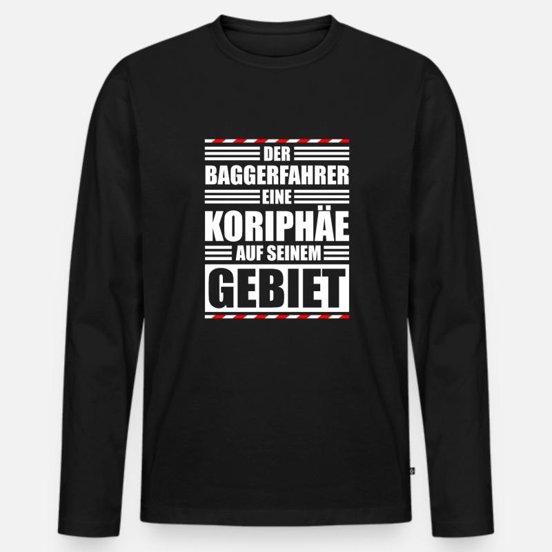 Baggerfahrer Baustelle - Männer Premium Bio Langarmshirt - Schwarz