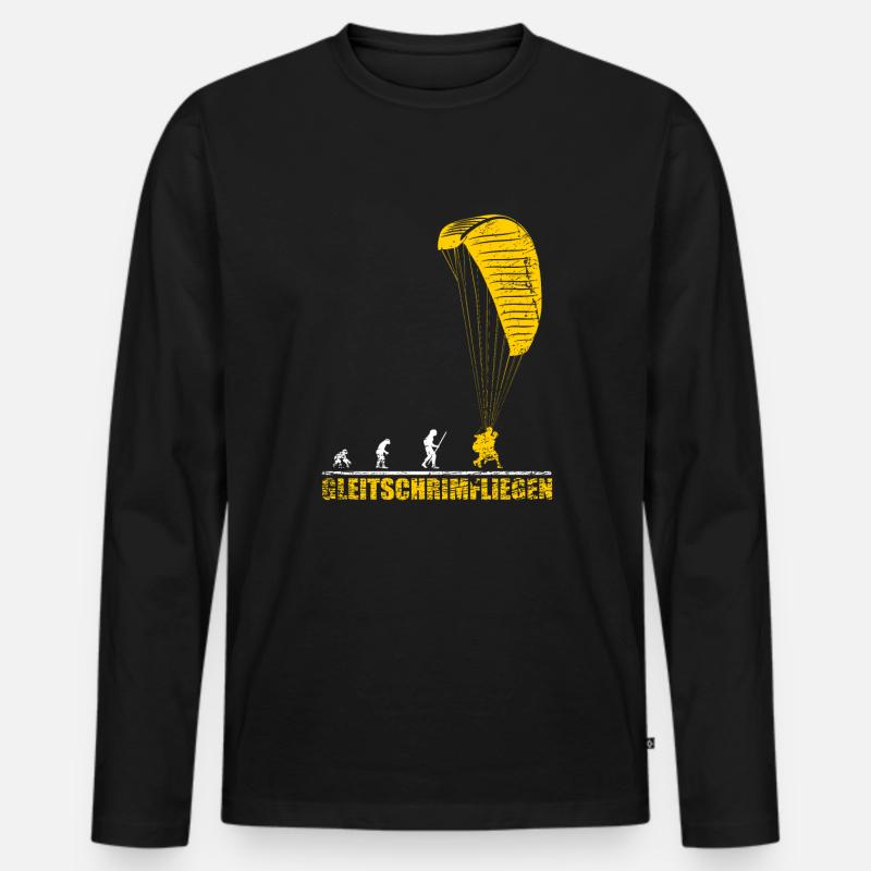 Evolution Gleitschirmfliegen Geschenk - Männer Premium Bio Langarmshirt - Schwarz