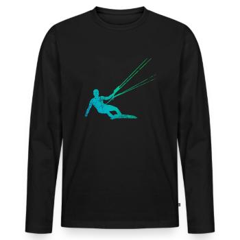 Kitesurfen Kiteboarder - Männer Premium Bio Langarmshirt - Schwarz - Vorne - Nico (187cm)