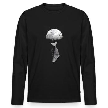 Baleine rorqual bleu cachalot évolution - T-shirt manches longues Premium bio Homme - noir - Devant - Nico (187cm)