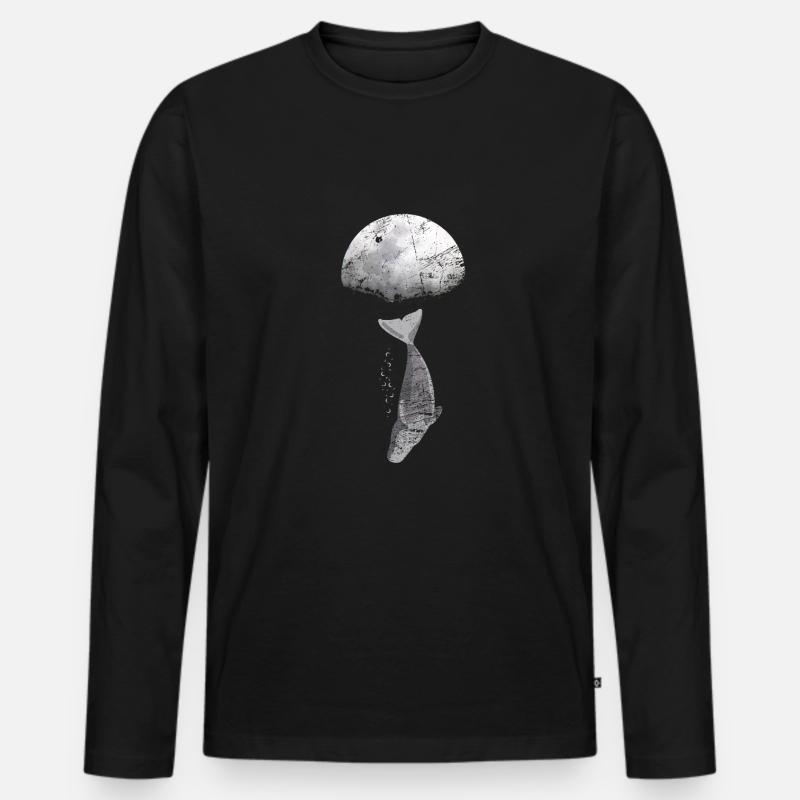 Wal Blauwal Pottwal Evolution - Männer Premium Bio Langarmshirt - Schwarz
