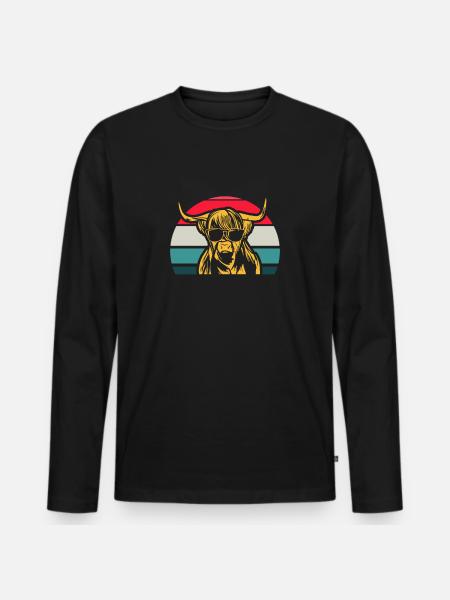Scottish Highland Cattle - Men's Premium Organic Long Sleeve Shirt - black