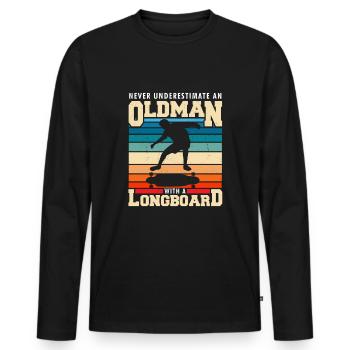 Longboard - Männer Premium Bio Langarmshirt - Schwarz - Vorne - Nico (187cm)